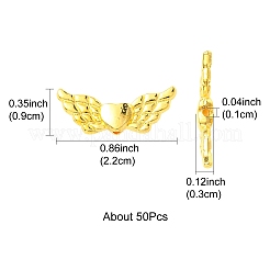50個の合金ビーズ  ハートの翼  鉛フリー＆カドミウムフリー  ゴールドカラー  22x9x3mm  穴：1mm&nbsp;FIND-FS0002-47