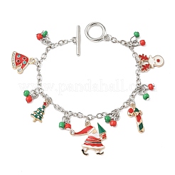 Christmas Alloy Enamel Charm Bracelets&nbsp;BJEW-H634-01C-KCGP