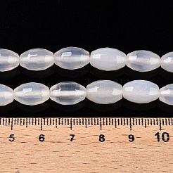 天然ホワイトアゲート瑪瑙ビーズ連売り  多面カット  オーバル  リネン  10.5~12x7.5~8mm  穴：1mm  約32個/連  14.57~15.2''（37~38センチメートル）&nbsp;G-T138-180A