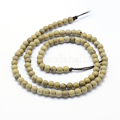 天然クスノキビーズ連売り  ラウンド  染め  6mm  穴：1mm  約64個/連  15.7インチ（40cm）&nbsp;WOOD-P011-08-6mm