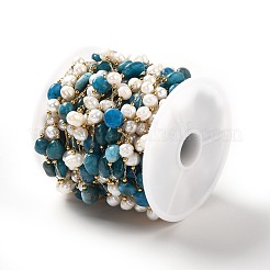Natural Pearl & Apatite Beaded Chains&nbsp;CHS-B002-01G-08