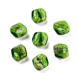 ガラスビーズ  ナゲット  DIYブレスレットアクセサリー  グリーン  10x11.5x7mm  穴：1.2mm&nbsp;GLAA-U003-02A