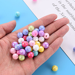 不透明なアクリルビーズ  多面カット  染め  ABカラー  ラウンド  ミックスカラー  10x9.5mm  穴：1.6mm  約890個/500g&nbsp;TACR-S154-61F