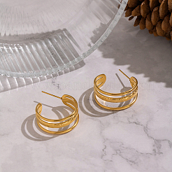 Minimalist Triple C-Shaped 304 Stainless Steel Stud Earrings&nbsp;FG8025