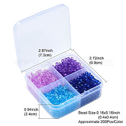 1200個4色透明アクリルビーズ  双円錐形  ミックスカラー  4x4mm  穴：1.2mm  300個/カラー&nbsp;TACR-YW0002-41A