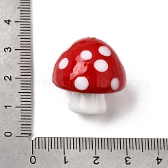 手作りランプワークビーズ  水玉模様のキノコ  レッド  24.5x23.5mm  穴：2mm&nbsp;LA-CBAC6A6-05F