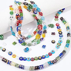 5 Strands 5 Style Rectangle Handmade Millefiori Glass Beads Strands&nbsp;LK-OC0001-10
