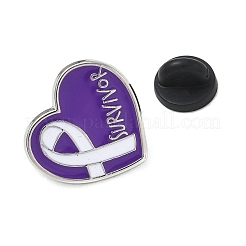 Heart & Awareness Ribbon Survivor Enamel Pins&nbsp;AL-CBA5093-03B