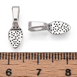 合金グルーオンフラットパッドベイル  シャベルペンダントベイル  アンティークシルバー  15x5x1~5mm  穴：4.5x3mm&nbsp;PALLOY-K005-01AS