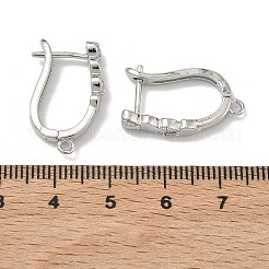 ハート型真鍮マイクロパヴェクリアキュービックジルコニアイヤリング金具  カドミウムフリー＆鉛フリー  ラックめっき  長持ちメッキ  ループでラッチバック  プラチナ  22.5x16x4mm  穴：1.4mm  ピン：1mm&nbsp;KK-D226-05P