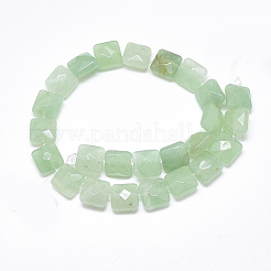 天然石グリーンアベンチュリンビーズ連売り  多面カット  正方形  8~8.5x8~8.5x5mm  穴：1mm  約25個/連  8.0''&nbsp;G-S357-D01-05