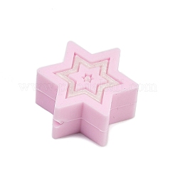 シリコンビーズ  焦点ビーズ  スター  パールピンク  20x17.5x10mm  穴：2mm&nbsp;SIL-V008-04