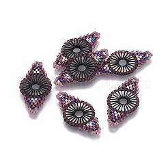 MIYUKI＆TOHO手作り日本のシードビーズリンク  織機模様  菱形  カラフル  31~32x15~15.7x1.7~2.1mm  穴：1.4~1.8mm&nbsp;SEED-E004-G18