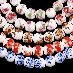 Floral Printed Porcelain Beads&nbsp;PORC-L004-6mm-M