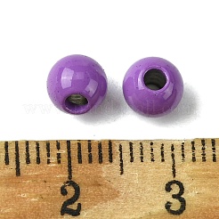 スプレー塗装された202個のステンレススチールビーズ  ラウンド  暗い蘭  6x5mm  穴：2mm&nbsp;STAS-Q321-02A-C