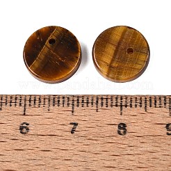 天然石タイガーアイペンダント  フラットラウンドのチャーム  12x3mm  穴：1~1.4mm&nbsp;G-Q606-41E