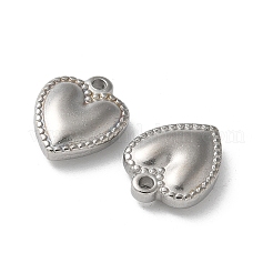304ステンレスペンダント  ハートチャーム  ステンレス鋼色  15.5x12x4mm  穴：1.6mm&nbsp;STAS-I330-035P