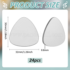 304ステンレススチールギターピック24個  エレクトリックギターアクセサリー  ステンレス鋼色  32x30x0.8mm&nbsp;STAS-BC0003-91