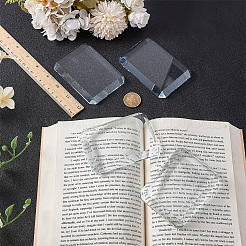 ガラス製中国書道用紙用重し 4個 鋳造  ペーパーウェイトブラシホルダー  長方形  透明  100x69x12mm&nbsp;AJEW-FG0005-55