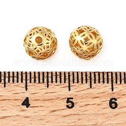 真鍮ビーズ  中空ラウンド  ニッケルフリー  18KGP本金メッキ  7.5~8mm  穴：1.5mm&nbsp;KK-D407-04G-A