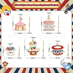 30Pcs 5 Styles Circus Theme Alloy Enamel Pendants&nbsp;ENAM-CJ0004-78