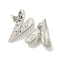 Heart Texture Brass Stud Earrings for Women&nbsp;EJEW-E312-02P