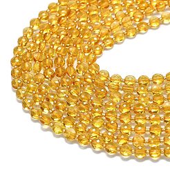 合成シトリンビーズ連売り  シードビーズで  ファセット菱形カット  フラットラウンド  6~6.5x4mm  穴：0.6mm  約51個/連  15.43''（39.2センチメートル）&nbsp;G-K389-B76-01