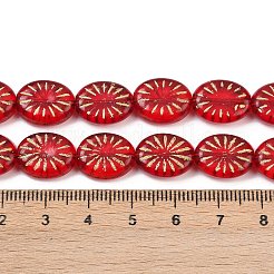 チェコ産プレスガラスビーズ  オーバル  レッド  14x11x5mm  穴：0.8mm  約100個/袋&nbsp;GLAA-I061-24