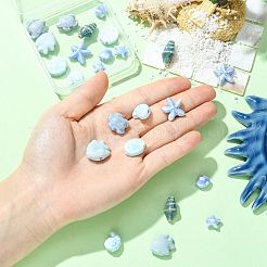 24個 8種類の手作り磁器ビーズ  光沢釉の磁器  ミックスカラー  9.5~20x10.5~20.5x5~10mm  穴：1.6~2.5mm  3個/スタイル&nbsp;PORC-FS0001-46C