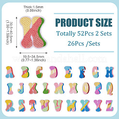 52Pcs 2 Sets Letter A~Z Embroider Thread Cloth on/Sew On Patches&nbsp;PATC-TA0001-40