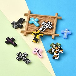 10 個 10 スタイルクロスシリコンフォーカルビーズ  ミックスカラー  30~35x22~25x8mm  穴：2~2.5mm  1個/スタイル&nbsp;SIL-YW0001-26