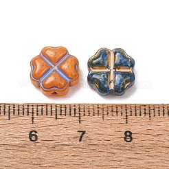 手作りランプワークビーズ  クローバー  ゴールドライン入り  ミックスカラー  10.5x10.5x5mm  穴：0.9mm&nbsp;LA-CBAD2DB-11