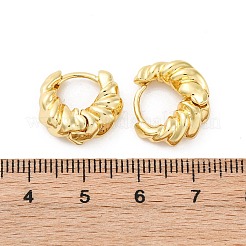 ツイストリングラックメッキ真鍮フープピアス女性用  長持ちメッキ  鉛フリー＆カドミウムフリー  18KGP本金メッキ  14x6.5x15mm  ピン：1mm&nbsp;EJEW-H091-14G