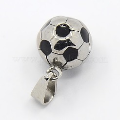 Trendy Necklace Findings 304 Stainless Steel FootBall/Soccer Ball Pendants&nbsp;STAS-L012-B01P