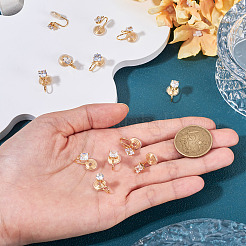 12個 6スタイル 真鍮マイクロパヴェ クリアキュービックジルコニア イヤーカフ金具  カン付き  18KGP本金メッキ  15.5x9mm  穴：1.5mm  2個/スタイル&nbsp;KK-TA0003-24