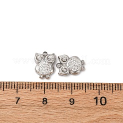304ステンレスペンダント  フクロウのチャーム  ラインストーンと粘土陶器  ステンレス鋼色  10.5x8x3mm  穴：1mm&nbsp;STAS-L022-523P