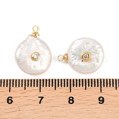Brass Micro Pave Cubic Zirconia with Natural Pearl Pendants&nbsp;KK-Z146-07C-01