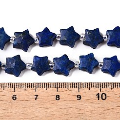 天然ラピスラズリの染色ビーズ連売り  シードビーズで  多面カットスター  9~11x9~11x4~4.5mm  穴：1mm  約16個/連  0.7~7.28''（17.5~18.5センチメートル）  ビーズ：直径3mm  厚さ2mm  穴：0.7~0.9mm&nbsp;G-T138-190