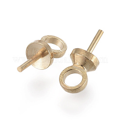 真鍮ヒートンキャップペンダント  片穴  ライトゴールド  6.3x3mm  穴：1.2mm  ピン：0.55mm&nbsp;KK-G322-02KCG