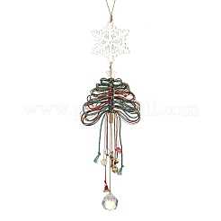 Glass & Braided Nylon Christmas Tree Pendant Decoration&nbsp;HJEW-TA00491
