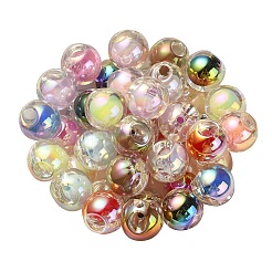 透明UVメッキレインボー虹色アクリルビーズ  二層ビーズ  丸い鈴丸ビーズ  ミックスカラー  15.5~16mm  穴：3mmと4.5mm&nbsp;OACR-P015-03
