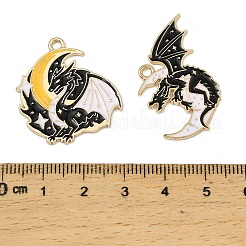 合金エナメルチャーム  ドラゴン  ゴールドカラー  21~30x26~30x1mm  穴：2mm&nbsp;FIND-I064-01G