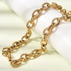 ユニセックス304ステンレススチールブレスレット＆ネックレス  イオンプレーティング（ip）  18KGP本金メッキ  600mm&nbsp;SJEW-L199-11G