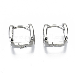 真鍮製フープピアス  長方形  プラチナメッキ  10x10x7mm  ピン：1x1mm&nbsp;EJEW-S201-245P