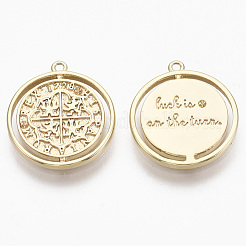 Brass Coin Pendants&nbsp;KK-R130-013G-NF