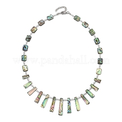 Natural Paua Shell Rectangle Trapezoid Graduated Beaded Necklaces&nbsp;NJEW-JN06353