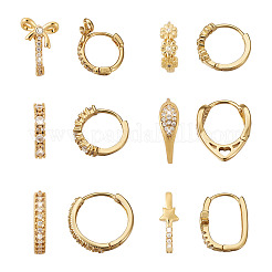 6Pairs 6 Styles Cubic Zirconia Hoop Earrings&nbsp;EJEW-YS0001-02