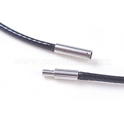 ワックスポリエステルコードネックレス作り  304ステンレススチール留め具付き  ミックスカラー  22.04インチ（56cm）  2mm&nbsp;MAK-I011-05-C