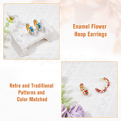 3 Pairs 3 Colors Brass Flower Pattern Hoop Earrings&nbsp;EJEW-FI0003-07