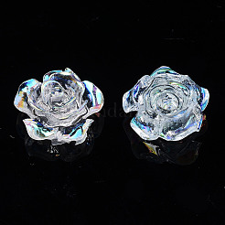クリア樹脂カボション  ABカラーメッキ  花バラ  クリアAB  15x14x6mm&nbsp;CRES-N030-001B-06